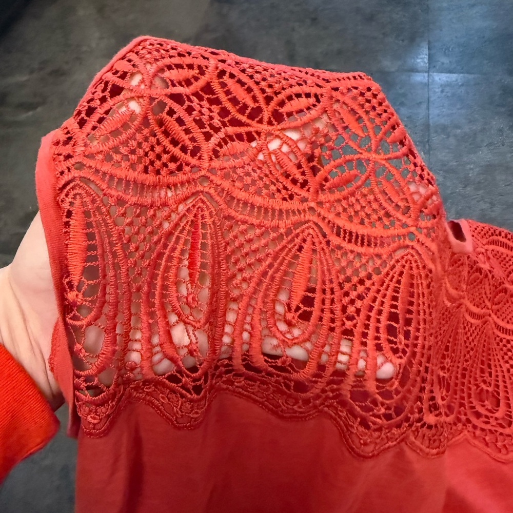 LOFT so soft Orange Red Embellished Blouse - Picture 5 of 5